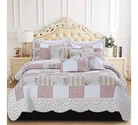 Q Style Quilted Patchwork Bedspread Bed Throw 3 Piece Comforter bedding set with Pillow Shams and Coverlet Throw Machine Washable (Maison, Double)