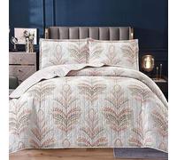 Q Style Quilted Printed Patchwork Bedspreads, Soft Microfiber Lightweight Quilted Bedspreads Coverlet All Season Bedding Set (Jasmine pink, Single)