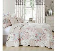 Q Style Quilted Printed Patchwork Bedspreads, Soft Microfiber Lightweight Quilted Bedspreads Coverlet All Season Bedding Set (Meadow, Double)