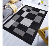 Q style Soft & Thick Modern Havana Large Rugs for Living Room Bedroom Polypropylene Geometric Design Beautiful Carpet Hall Runner Rug Washable Indoor Kitchen Hallway Floor Mat(Black Grey, 60x110 cm)