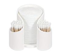 Q tips Holder Dispenser - Clear Cotton Swab Organizer, Lid Storage Box with Dust Proof Cover, Acrylic Container with Wide Opening, Bathroom Vanity Accessory for Swabs Cotton Pads