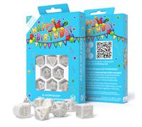 Q-Workshop 20th Anniversary White Gold 8 Dice RPG Set, Limited Edition