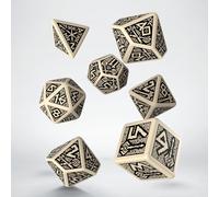 Q-Workshop BNIB Dwarven Beige & Black Dice Set (7)