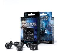 Q-Workshop Classic RPG Dice Set 7pc Black with White Numbers D&D Games