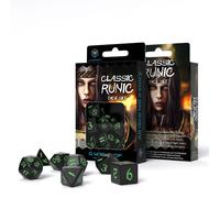 Q-Workshop Classic Runic Black & Green 7-Die RPG Polyhedral Dice Set