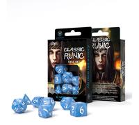 Q-Workshop Classic Runic Glacier Blue & White 7-Die RPG Dice Set