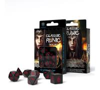 Q-Workshop Classic Runic RPG Dice Set Black with Red Numbers 7-Die