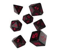 Q-Workshop Dice Set – Cyberpunk Red Essential – Blood over Chrome – Red