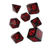 Q WORKSHOP Dragon black & red RPG Ornamented Dice Set 7 Polyhedral Pieces