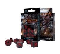 Q Workshop Dragon RPG Highly Collectible Unique Dice Set 7pcs (Black & Red)