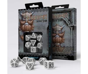 Q-WORKSHOP Dwarf Dice Set White/Black 7-Piece RPG Dice for D&D