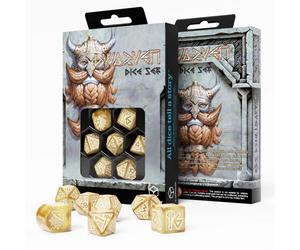 Q-Workshop Dwarf Gold Dice Set 7-Piece RPG Dice for DnD