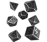 Q Workshop Dwarven Durable Metal and Black Polyhedral Dice Set of 7 Pieces