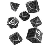 Q Workshop Dwarven Durable Metal and Black Polyhedral Dice Set of 7 Pieces