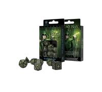 Q WORKSHOP Elven Dice Set Black & Glow in the dark 7 Polyhedral Dice