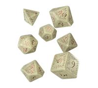 Q-Workshop Elvish Jumbo Dice Set Beige and Copper, 7 Polyhedral Dice | Oversized Elf Dice, Beige Base, Copper Engraved, 7 Dice In 4, from 14 years, made in Poland EU