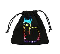 Q WORKSHOP Fabulous Llama Rainbow Dice Bag Black Cotton RPG Storage