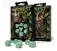 Q-Workshop Forest Tundra RPG Dice Set White with Green Engraving 7-Die