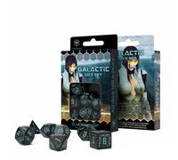 Q-Workshop Galactic 7-Die RPG Dice Set Black & Blue Polyhedral