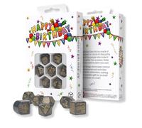 Q-WORKSHOP Happy Birthday Confetti 7-Pack RPG Dice Set Grey Gold