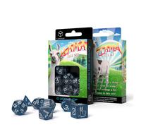 Q-Workshop Llama Dark Blue White Glitter 7 Dice Set for RPG Tabletop Games