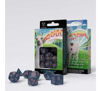 Q-Workshop Llama Glitter Dice Set Navy Blue Pink RPG Polyhedral DnD