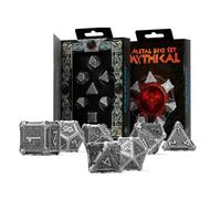 Q-Workshop Metallic Mythic Dice Set 7 Pc Silver/Black RPG Polyhedral