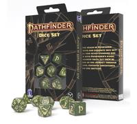 Q-Workshop Pathfinder Arcadia Green & Beige 7pc RPG Dice Set