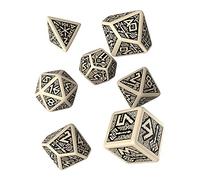 Q-Workshop QWODWA18 Qworkshop Dwarven 7 Piece Dice Set, Beige and Black, Multicoloured