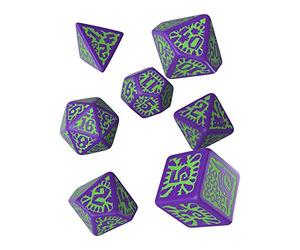 Q WORKSHOP QWOPAT76 7 Piece Pathfinder Goblin Dice Set, Purple and Green