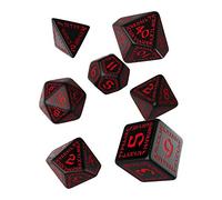 Q WORKSHOP Runic black & red RPG Dice Set 7 Polyhedral Pieces