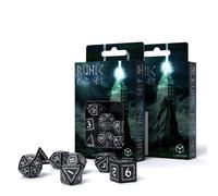 Q-Workshop QWORUN05 Qworkshop 2 Piece Runic Dice Set, Black and White, Multi-Color