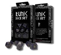 Q-WORKSHOP Rune Dice Set 7-Piece Blue Gold Polyhedral RPG DnD