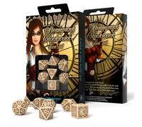 Q-Workshop Steampunk Clockwork Beige Brown 7-Die RPG Dice Set