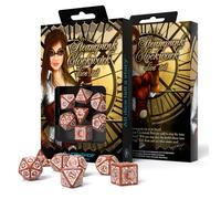 Q-Workshop Steampunk Clockwork Caramel & White 7-Die RPG Dice Set