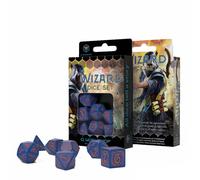 Q-Workshop Wizard 7-Die Navy Blue Orange RPG Polyhedral Dice Set DnD