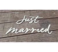 Q002 Wooden Just Married Wedding Sign, Engagement Wedding Photo Props Sign, Mr and Mrs Weddings Decor, Bridal Shower Bachelor Stuff Engagement Reception Ceremony Party