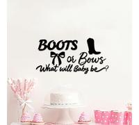 Q020 Boots or Bows What Will Baby Be Wood Sign,Boots or Bows Gender Reveal Party Decoration, Baby Shower Backdrop for Boy or Girl Wood Decor, He or She Welcome Sign