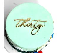 Q027 30th Birthday Cake Topper, Acrylic "Thirty" Cake Charm, Hello Thirty Cake Topper, Happy 30th Birthday Party Decorations for Milestone Birthday, Dirty 30 Party Decorations