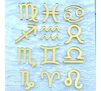 Q043 12PCS Gold Acrylic Zodiac Constellation Cake Topper, Aquarius Cake Toppers, Libra Toppers, January-December 12 Zodiac Horoscope Astrology Birthday Party Cake Decorations Supplies