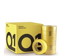 36mm x 50 Metre Q1 Painters Yellow Masking Tape Roll Painting & Decorating Premium masking for Car Body Spray Sharp Lines & No Paint Bleed with a rubber-base adhesive & 110°C Temperature Resistance