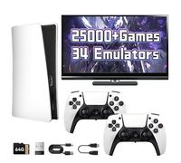 Q10 Retro Gaming Console 4K HD, Portable Video Emulator Gaming Console with built in 25000+ Classic Games 34 Emulators, Plug and Play Video Games for TV with 2 x 2.4G Wireless Controllers (128GB)
