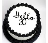Q112 Hello 30 Cake Topper - Happy 30th Birthday Party Decorations, Black 30th Birthday Cake Decor Supplies for 30 th Anniversary or Thirty Birthday Party,Photo Booth Props