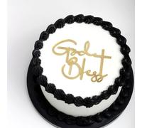 Q120 God Bless Cake Topper - Divine Celebration Elegant Cake Decor, First Communion Cake Decoration for Baptism,First Holy Communion Divine Celebration Christening Celebrations