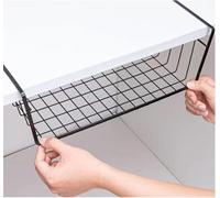 Q195 Iron Hanging Basket For Under Shelf Cabinet Use To Store For Towels Foil Plastic Wrap And Light Household Items(M Black)