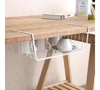 Q195 Iron Hanging Basket For Under Shelf Cabinet Use To Store For Towels Foil Plastic Wrap And Light Household Items(L White)