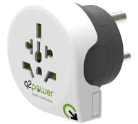 Q2 Power | World to India | Adattatore Universale da Viaggio con Presa a Terra | Protezione Anti Scossa KID Safe | Voltaggio 100V - 250V | Potenza Max. 100V-500W / 250V-1250W