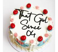 Q238 That Girl Since 04 Cake Topper, Black Acrylic Happy 22nd Birthday/Cheers to 24 Years Cake Toppers, Trendy 2004 Born Party Decor, Funny 22nd Birthday Party Decorations Supplies