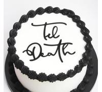 Q249 Acrylic Black TIl Death Cake Topper,Wedding Cake Decorations for Wedding, Engagement, Anniversary, Valentines Cake Topper, Bachelorette Party Decorations