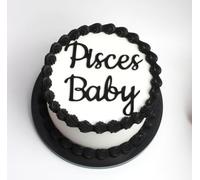 Q274 Pisces Baby Cake Topper - Acrylic Black 12 Constellation Pisces Cake Toppers, February March Birthday Decor.Horoscope Party Supplies for Baby or Adult Birthday Cake Charm